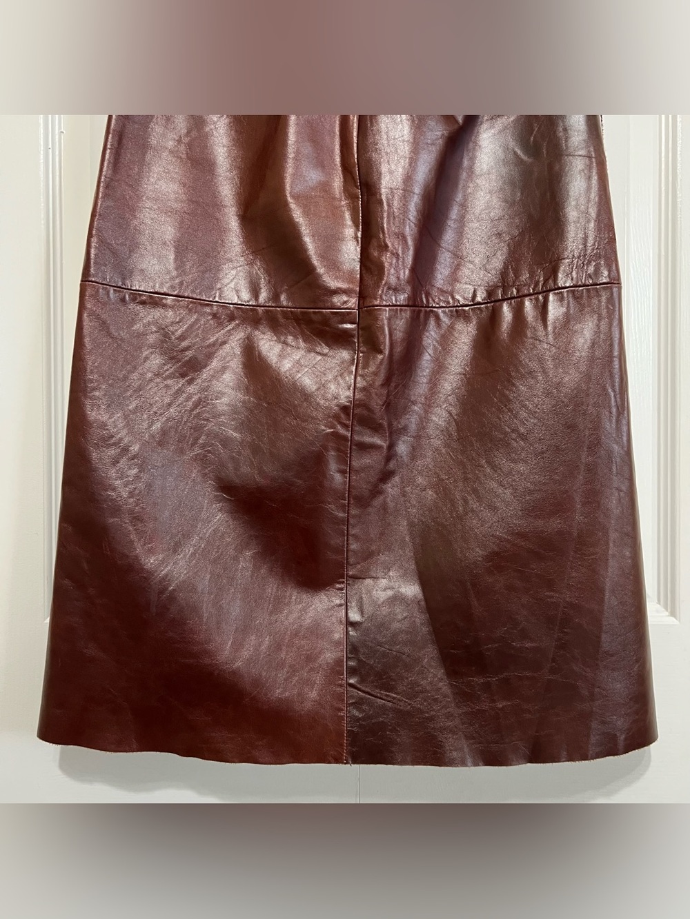 Vtg Y2K GAP Women’s Brown Leather A-Line Midi Skirt Size 2 - Picture 6 of 11